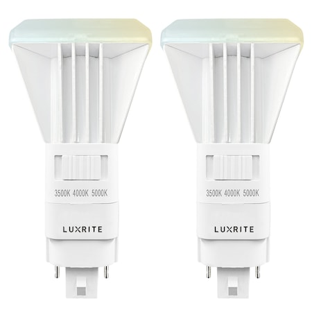 Luxrite Vertical PL LED CFL Replacement Light Bulbs 3 CCT Selectable 11W 1450LM G24/G24Q/GX24Q Base 2-Pack LR24567-2PK